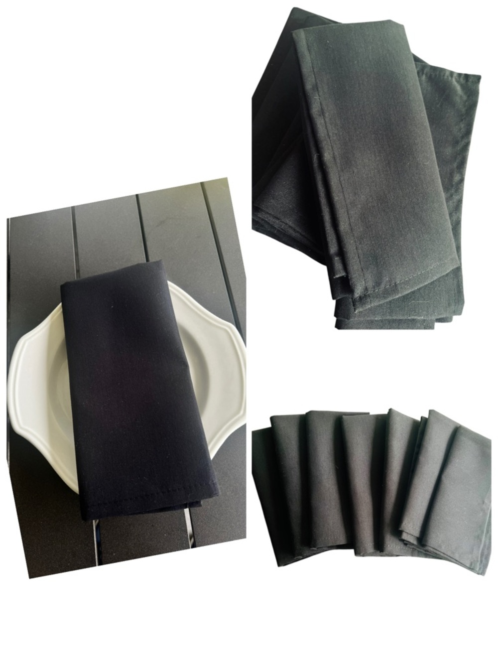 Black Cloth Napkins - Set of 7